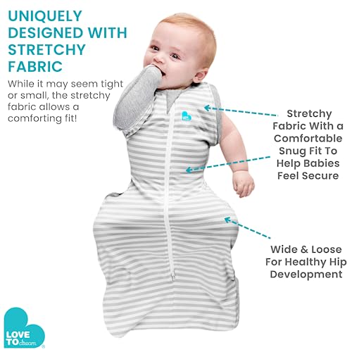 Love to Dream Swaddle UP Transition Bag Self-Soothing Sleep Sack 13-19 lbs., Patented Zip-Off Wings, Gently Help Baby Safety Transition from Swaddling to Arms Free Before Rolling Over, Gray, Medium