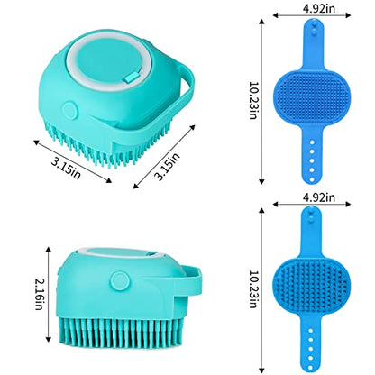 Comotech 3PCS Dog Bath Brush | Dog Shampoo brush | Dog Scrubber for Bath | Pet-Dog Bath Massage Brush Scrubber | Dog Shower/Grooming/Washing Brush with Adjustable Ring Handle for Short & Long Haired Dogs/Cats (Blue Blue Blue)