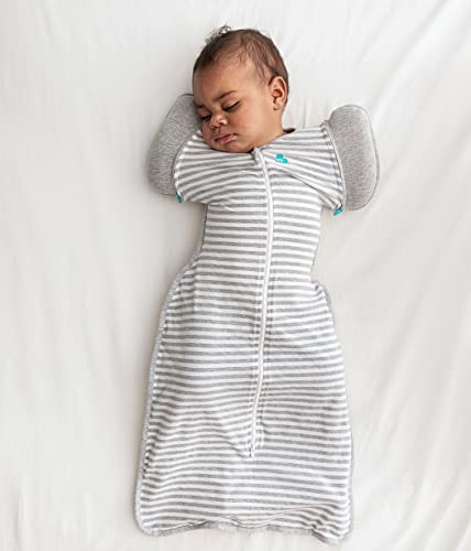 Love to Dream Swaddle UP Transition Bag Self-Soothing Sleep Sack 13-19 lbs., Patented Zip-Off Wings, Gently Help Baby Safety Transition from Swaddling to Arms Free Before Rolling Over, Gray, Medium