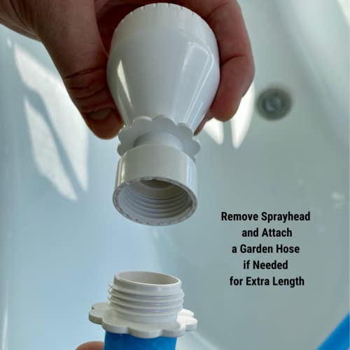 Rinseroo Bathtub Faucet Sprayer Attachment. Slip-On Dog Shower Hose Adapter. No-Install Pet Showerhead Attaches to Tub Spout 5 Foot Hose