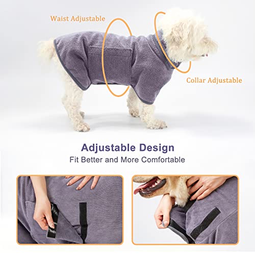 Zorela Dog Robe Dog Bathrobe Towel, 400gsm Microfibre Dog Towel Robe Dog Drying Coat, Adjustable Dog Bath Robe Towel for Drying Dogs, Fast Drying Dog Robes for After Bath Beach Pool