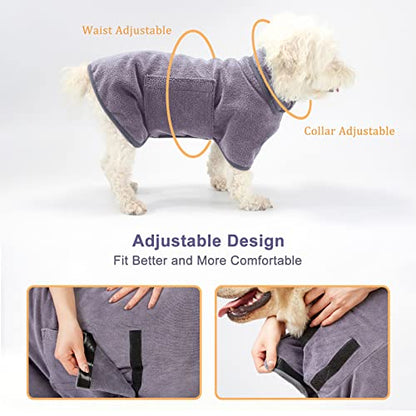 Zorela Dog Robe Dog Bathrobe Towel, 400gsm Microfibre Dog Towel Robe Dog Drying Coat, Adjustable Dog Bath Robe Towel for Drying Dogs, Fast Drying Dog Robes for After Bath Beach Pool