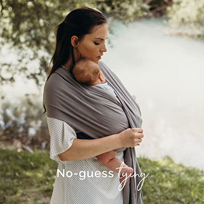 Boba Baby Wrap Carrier Newborn to Toddler - Stretchy Baby Wraps Carrier - Baby Sling - Hands-Free Baby Carrier Wrap - Baby Carrier Sling - Baby Carrier Newborn to Toddler 7-35 lbs (Grey)