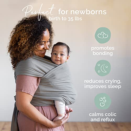 Boba Baby Wrap Carrier Newborn to Toddler - Stretchy Baby Wraps Carrier - Baby Sling - Hands-Free Baby Carrier Wrap - Baby Carrier Sling - Baby Carrier Newborn to Toddler 7-35 lbs (Grey)