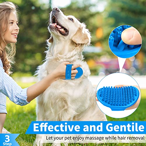 Comotech 3PCS Dog Bath Brush | Dog Shampoo brush | Dog Scrubber for Bath | Pet-Dog Bath Massage Brush Scrubber | Dog Shower/Grooming/Washing Brush with Adjustable Ring Handle for Short & Long Haired Dogs/Cats (Blue Blue Blue)