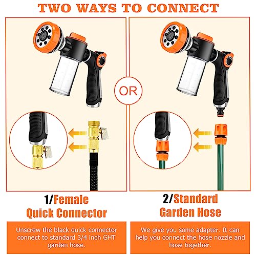 Upgrade Pup Jet Dog Wash, 8 in 1 Dog Wash Hose Attachment with Soap Dispenser, Dog Bath Hose Attachment with Pet Bath Brush Car Wash Mitt and Dog Comb for Watering Plants, Lawn, Showering Pet