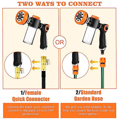 Upgrade Pup Jet Dog Wash, 8 in 1 Dog Wash Hose Attachment with Soap Dispenser, Dog Bath Hose Attachment with Pet Bath Brush Car Wash Mitt and Dog Comb for Watering Plants, Lawn, Showering Pet