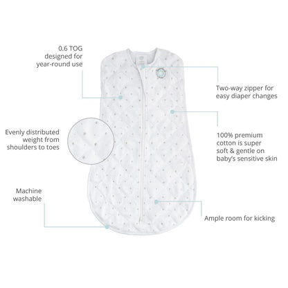 DREAMLAND BABY Sleep Sack | Baby: 6-12 Months | Gently Weighted Sleep Sacks | 100% Natural Cotton | 2-Way Zipper | Machine Washable | Newborn/Infant Swaddle Transition | Swaddle Sleeping Bag