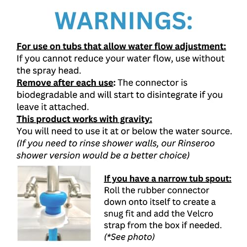 Rinseroo Bathtub Faucet Sprayer Attachment. Slip-On Dog Shower Hose Adapter. No-Install Pet Showerhead Attaches to Tub Spout 5 Foot Hose